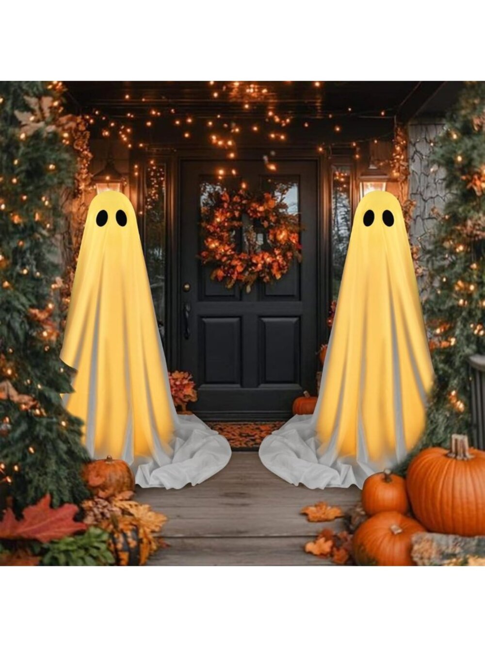 Spooky Ghost Decorations with LED Lights - 2 Pack Halloween Decor for Home